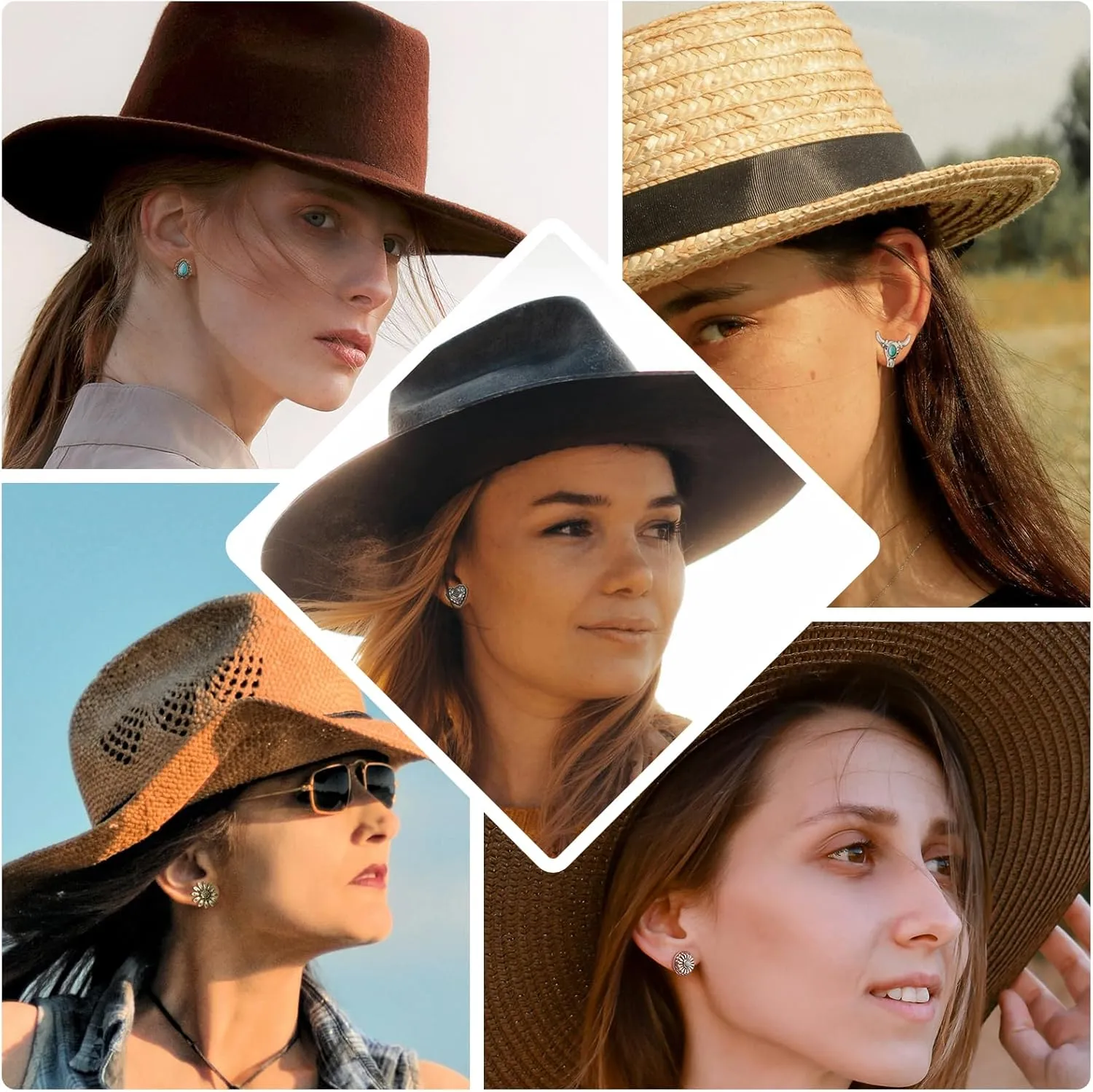 11 Pairs Cowgirl Earrings Rhinestone Vintage Rodeo Cowboy Boot Earrings Texas Cowgirl Boot Hat Dangle Drop Earrings Western Earrings for Women Trendy