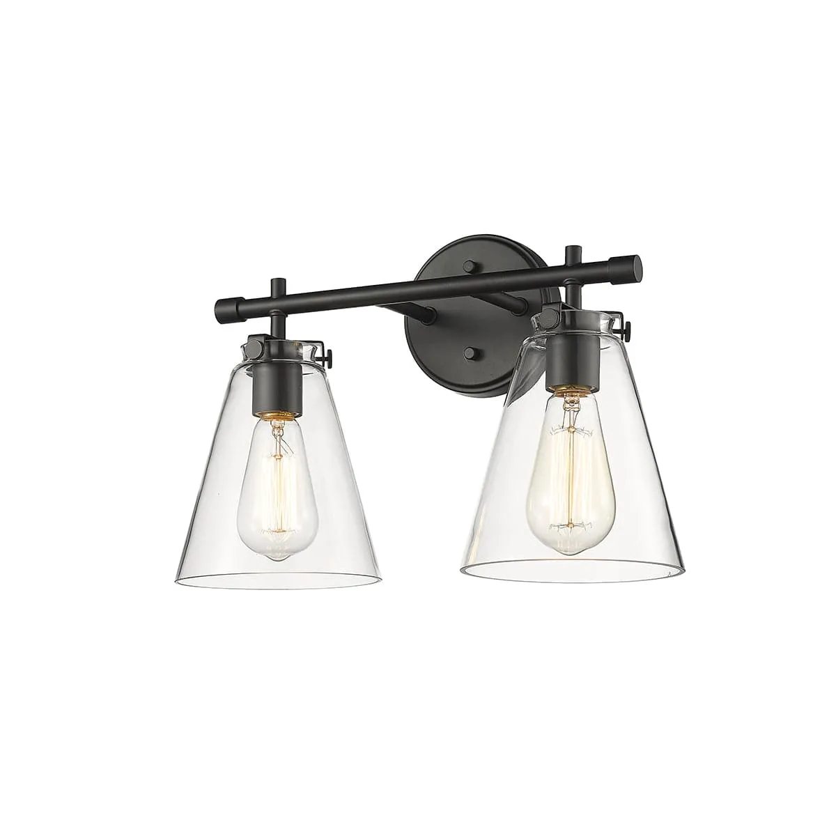 2 Lamps Aliza Vanity Light - Matte Black - Clear Glass - 16in. Wide