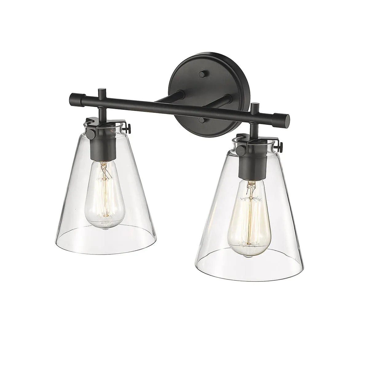 2 Lamps Aliza Vanity Light - Matte Black - Clear Glass - 16in. Wide