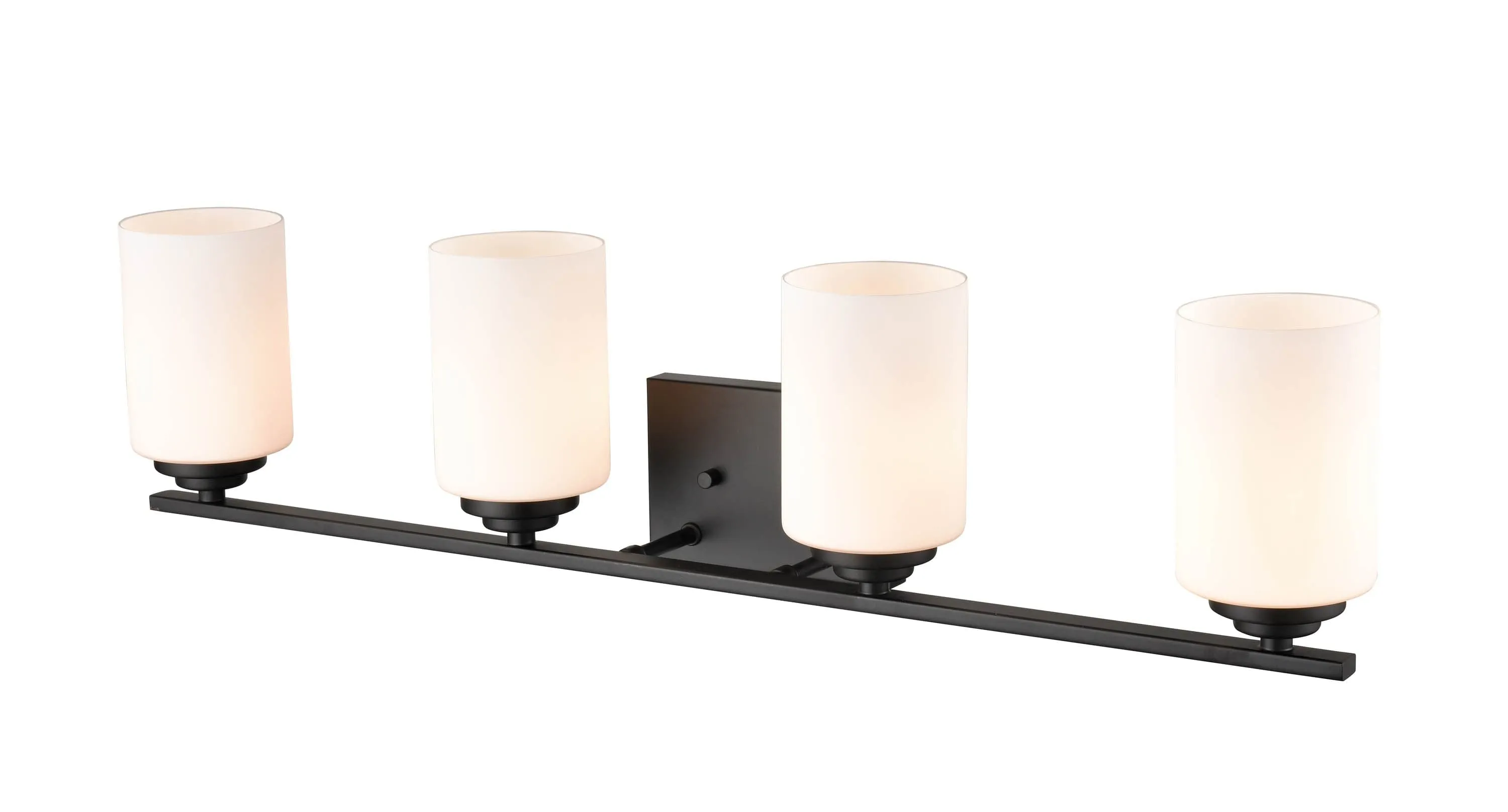 4 Lamps Durham Vanity Light - Matte Black - Etched White Glass - 31.125in. Wide