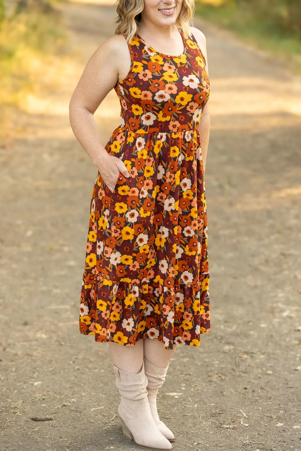 Bailey Dress - Buttery Soft Brown Fall Floral by Michelle Mae