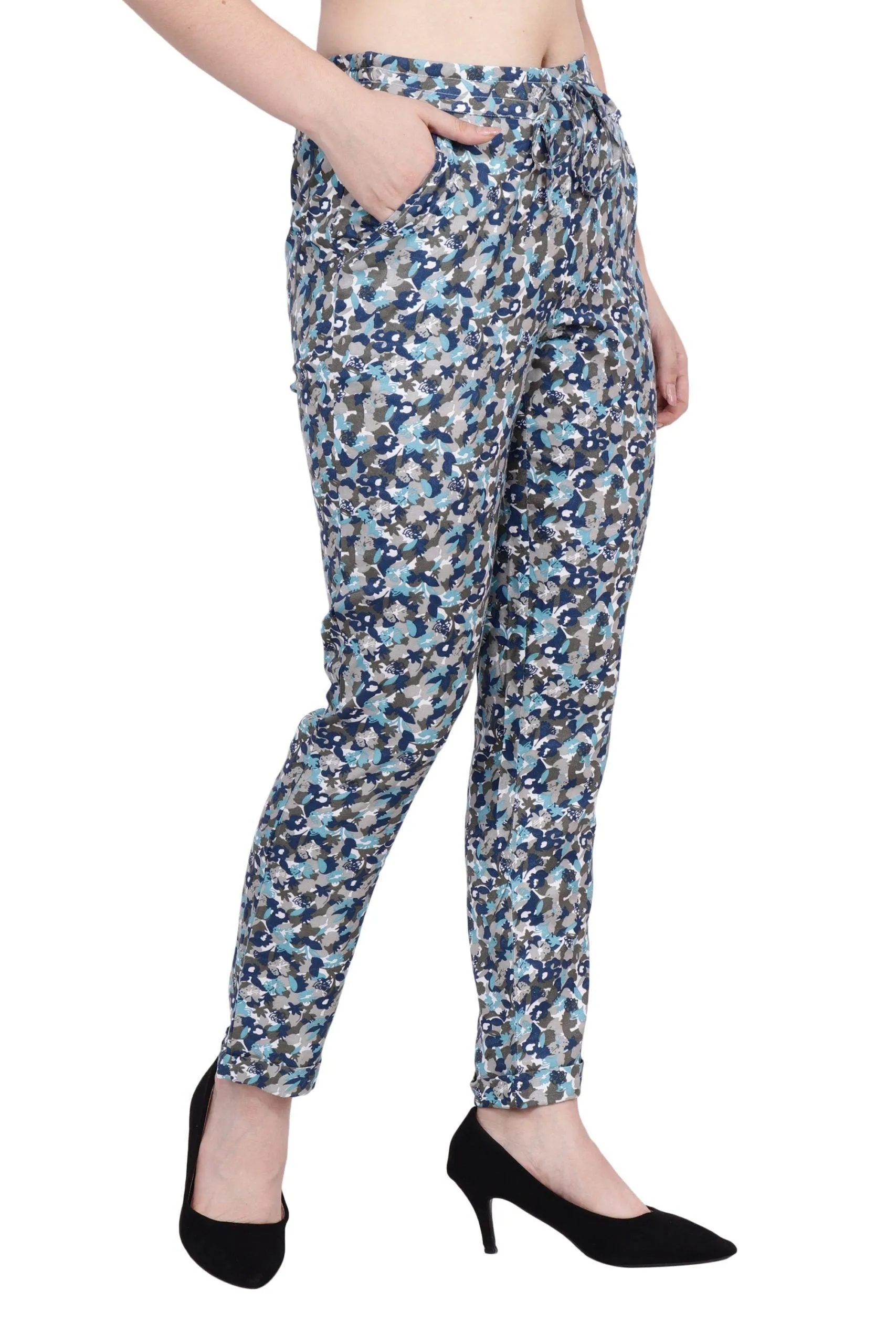 Blue & Grey Graphic Printed Pants