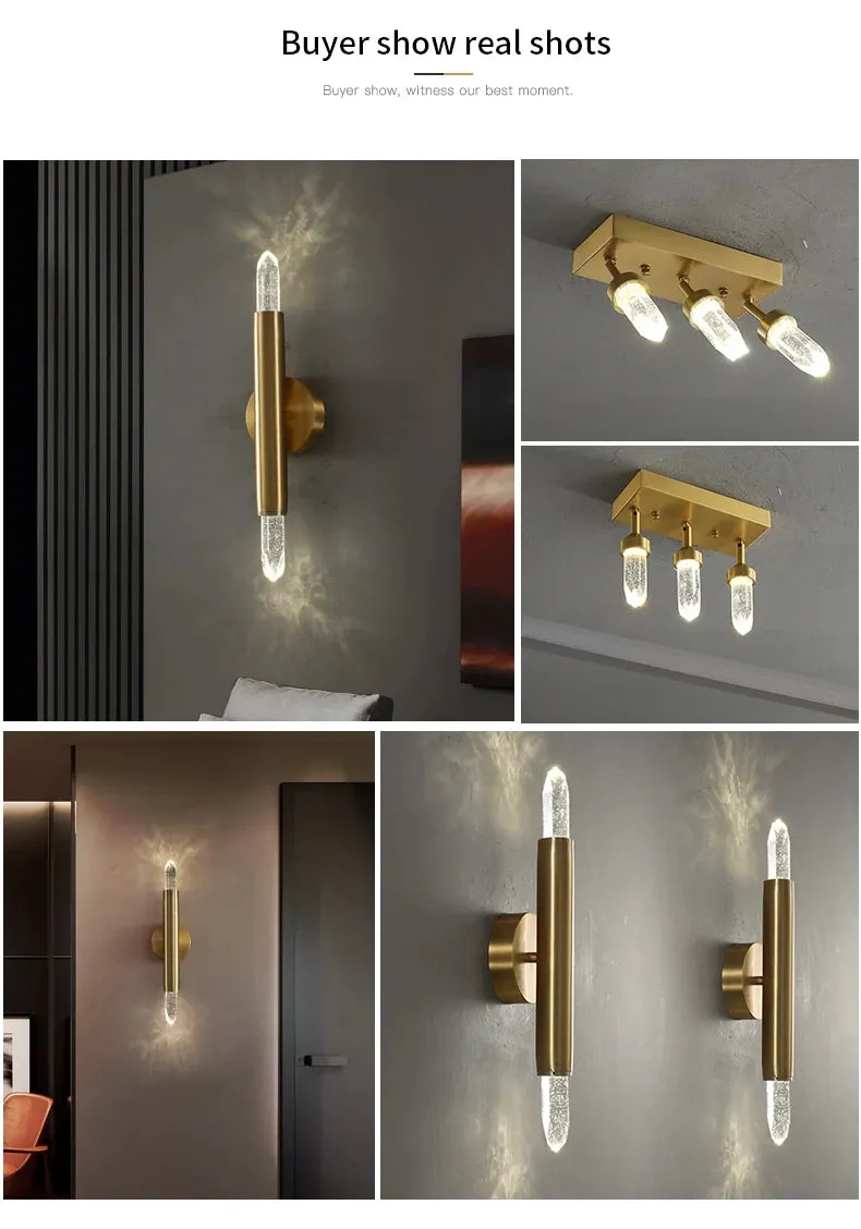 Ceiling / Wall Modern Gold Copper Indoor LED Decorative Crystal Aisle Light Corridor