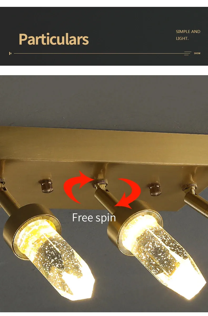 Ceiling / Wall Modern Gold Copper Indoor LED Decorative Crystal Aisle Light Corridor
