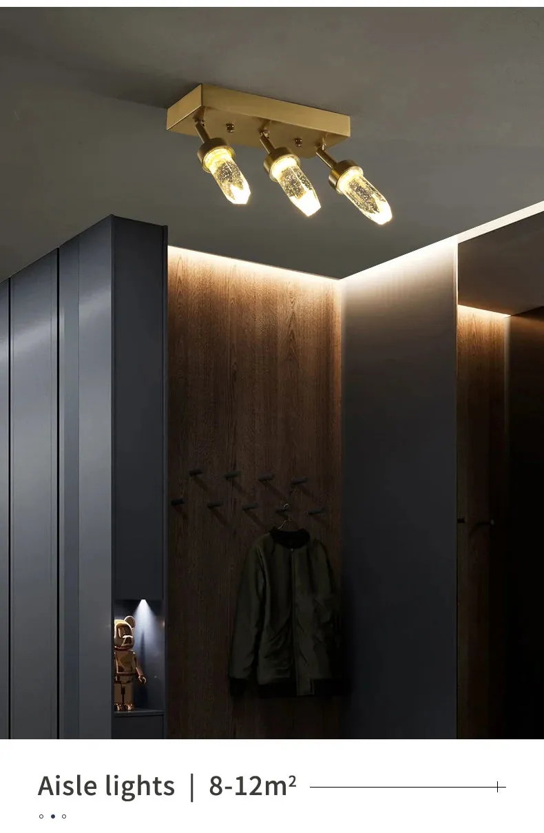 Ceiling / Wall Modern Gold Copper Indoor LED Decorative Crystal Aisle Light Corridor