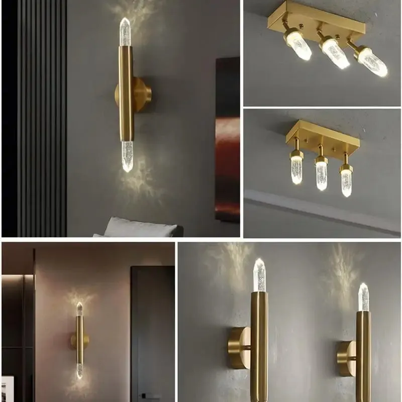 Ceiling / Wall Modern Gold Copper Indoor LED Decorative Crystal Aisle Light Corridor