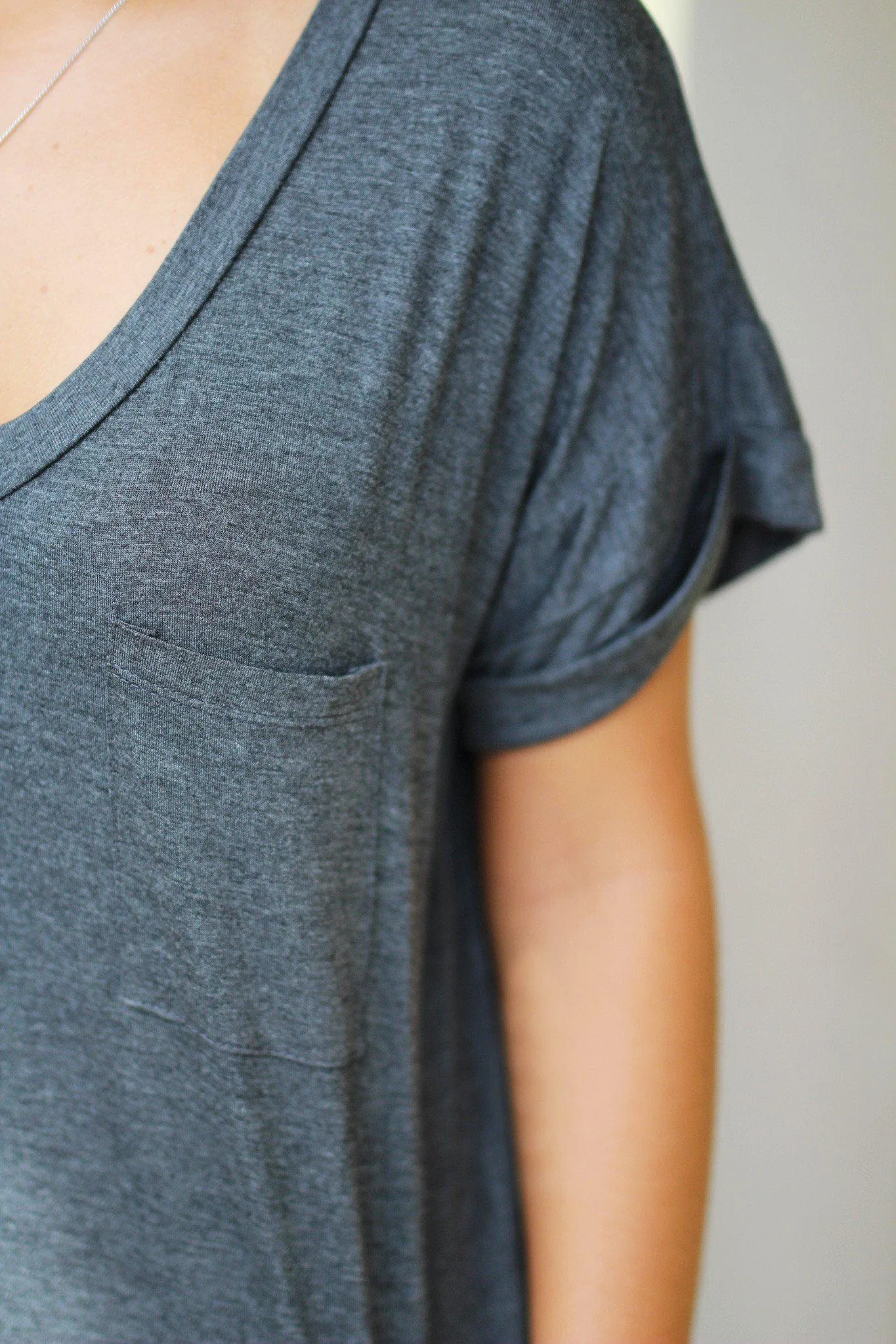 Charcoal V-Neck Top