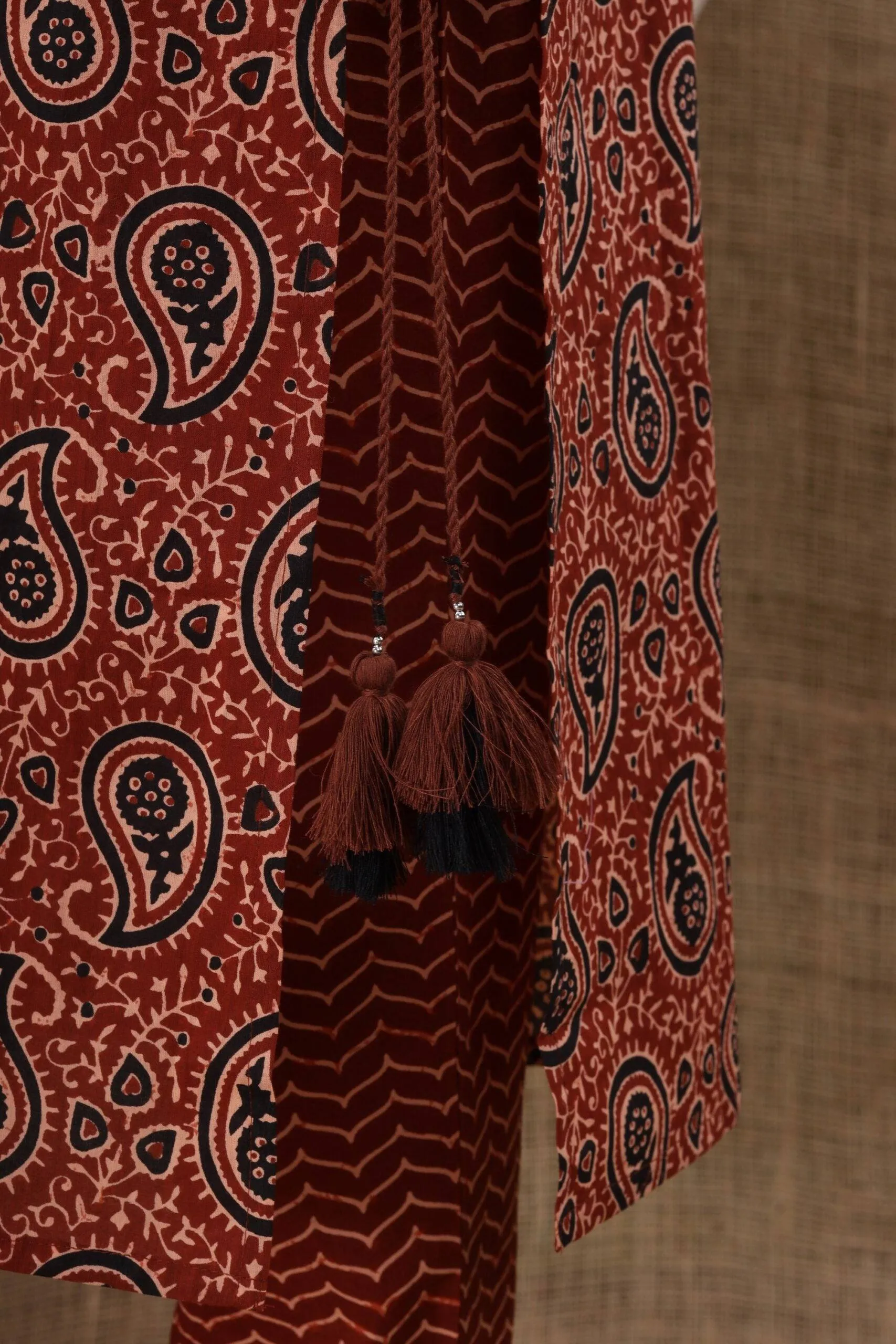 Cotton Brown Paisley Print Suit Set