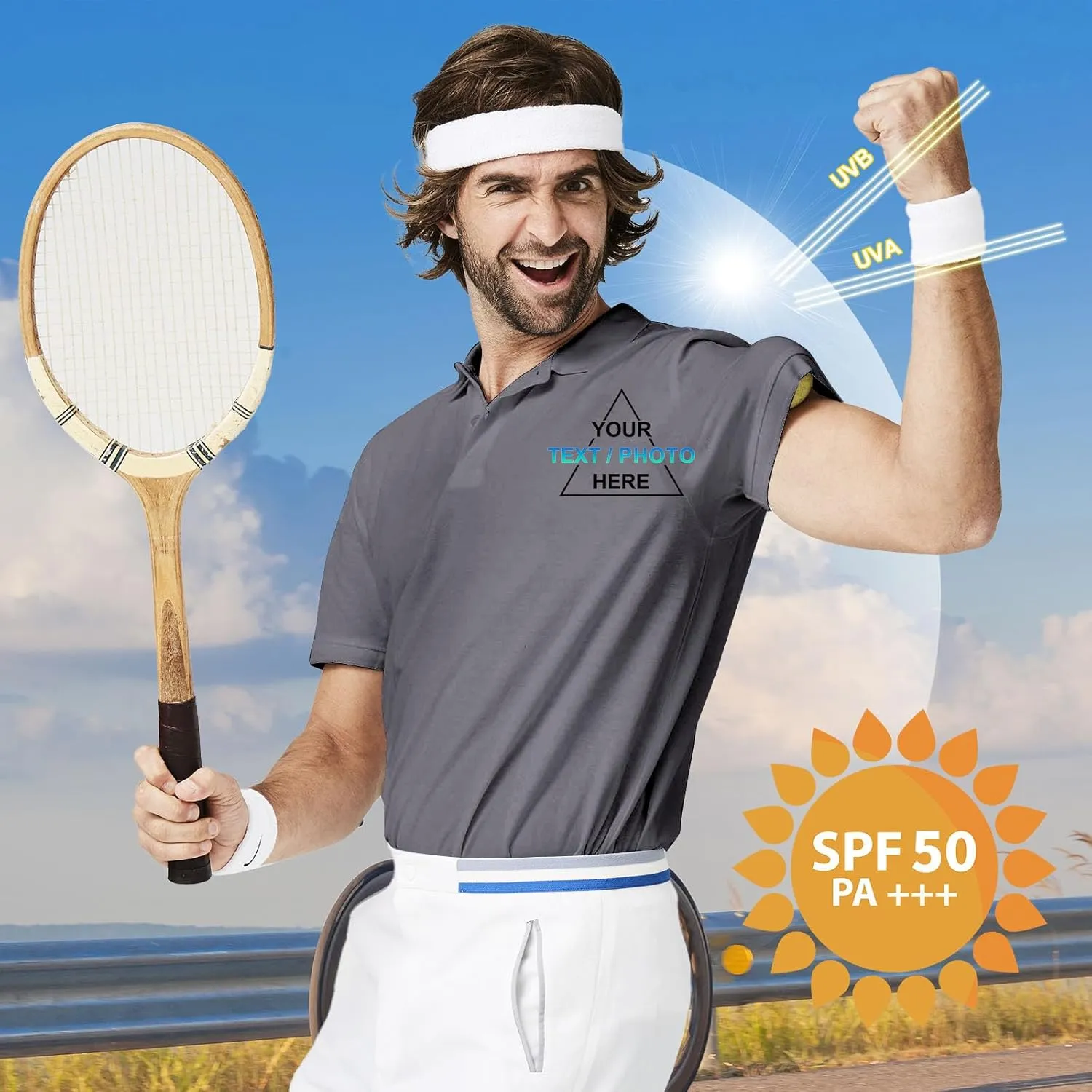 Custom T Shirt Polo for Men Design Your Own Personalized Customized Golf Tee Embroidered Text Photo Logo