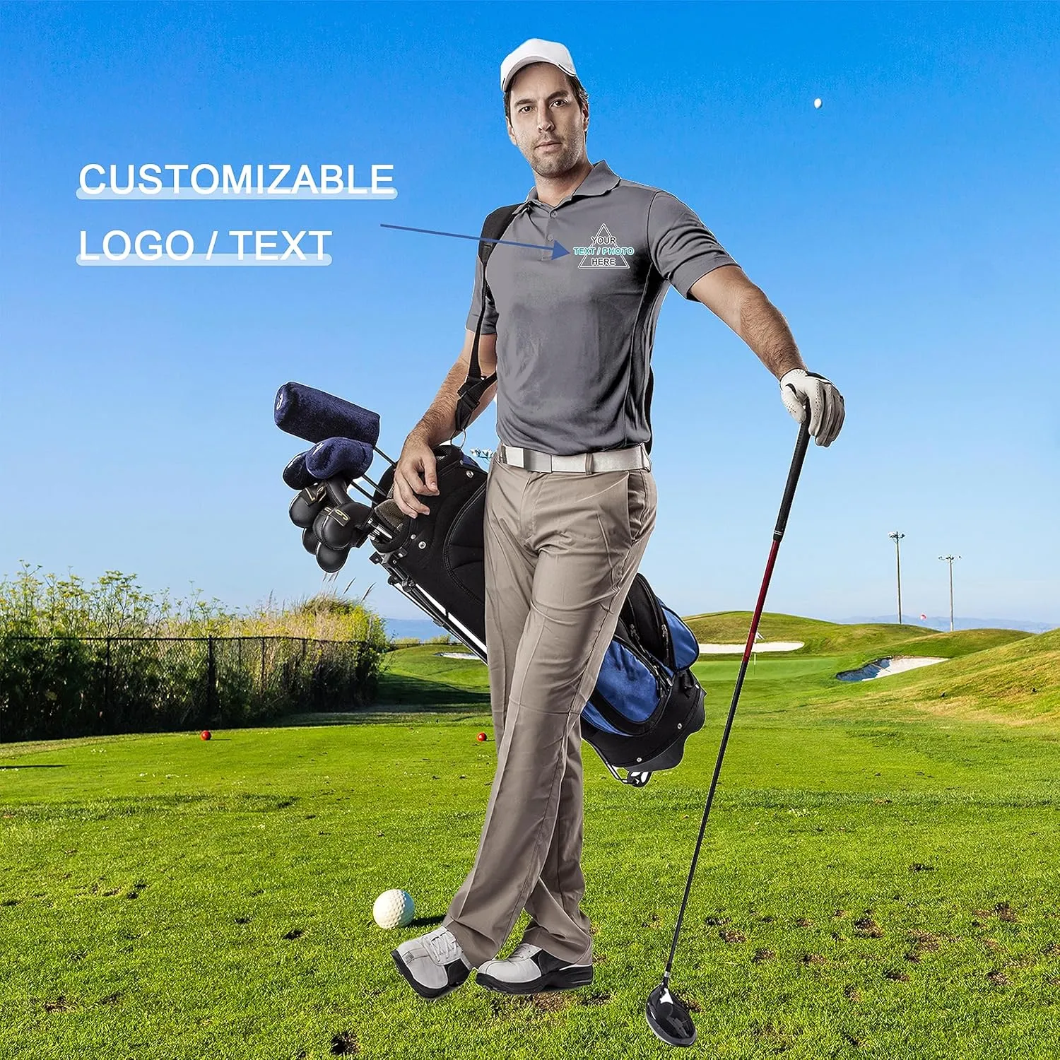Custom T Shirt Polo for Men Design Your Own Personalized Customized Golf Tee Embroidered Text Photo Logo