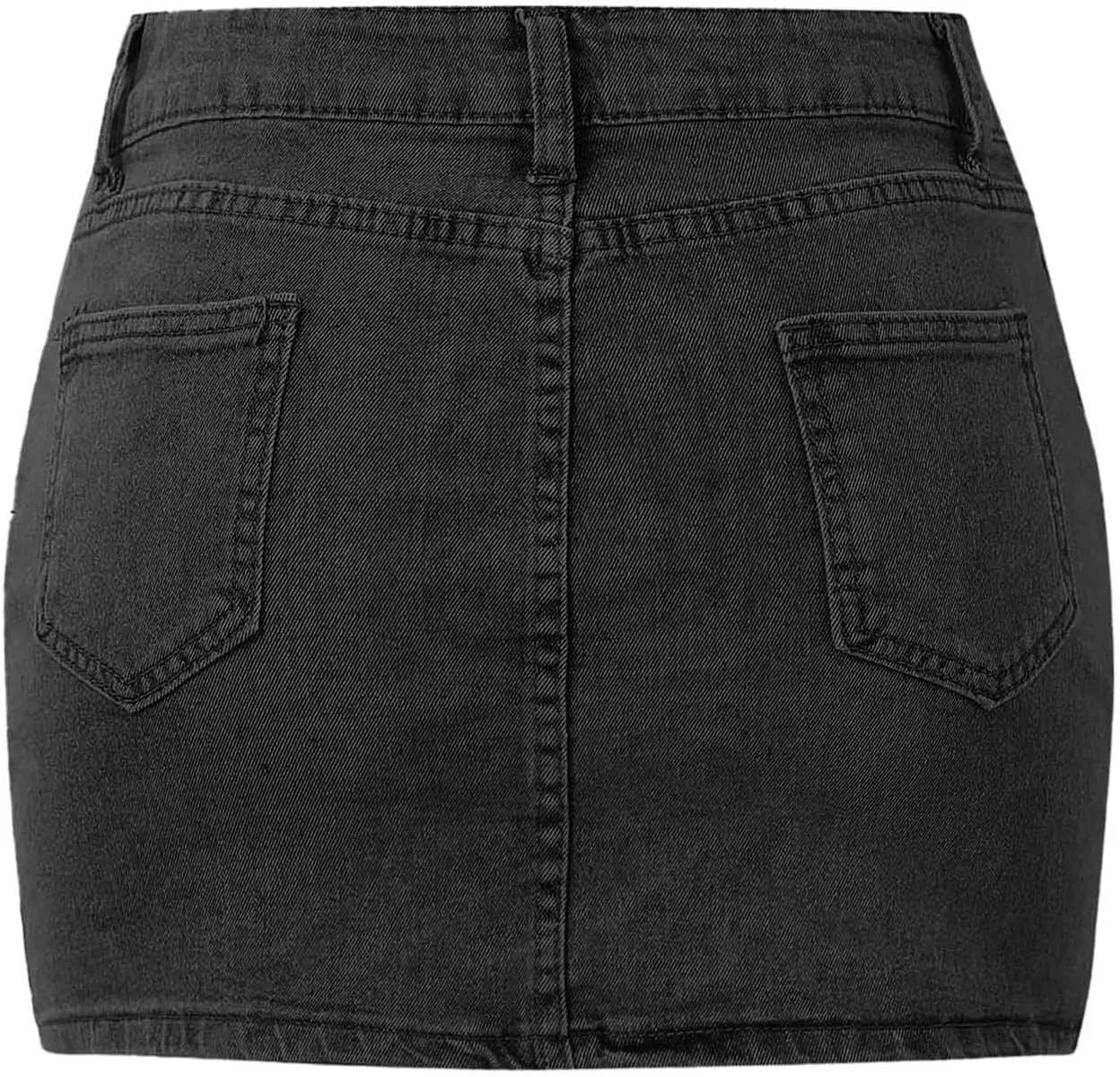 Denim Skirts for Women High Waist Stretchy Washed Mini Casual Denim Skirt with Pockets Elastic Comfort Denim Skirt