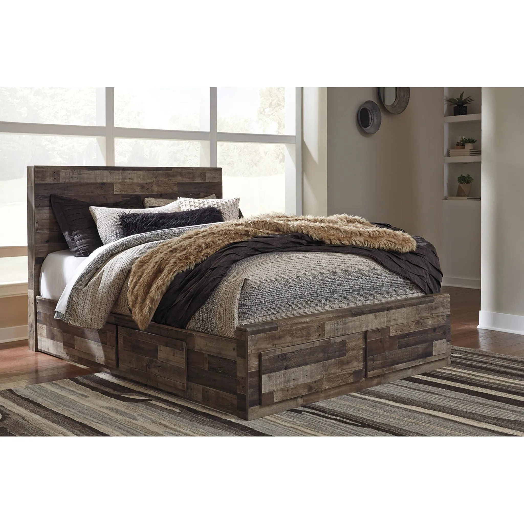 Derekson 5 Piece Queen Storage Bedroom - Multi Gray