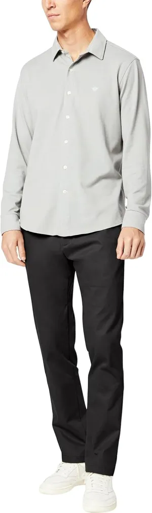 Dockers Men's Slim Fit Signature Khaki Lux Cotton Stretch Pants, Black, 32W x 32L