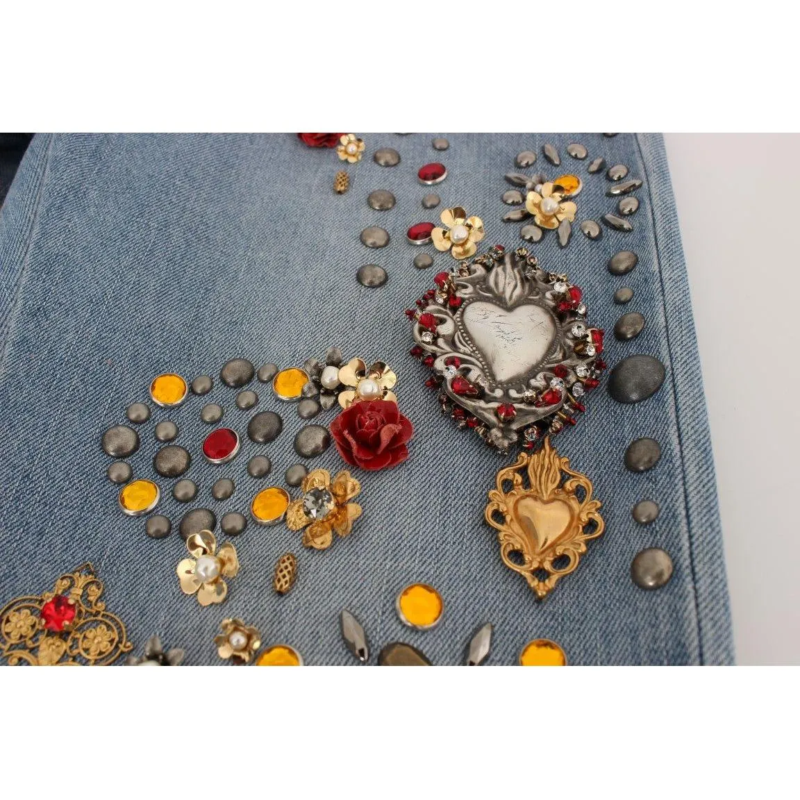 Dolce & Gabbana Enchanted Sicily Crystal Heart Boyfriend Jeans