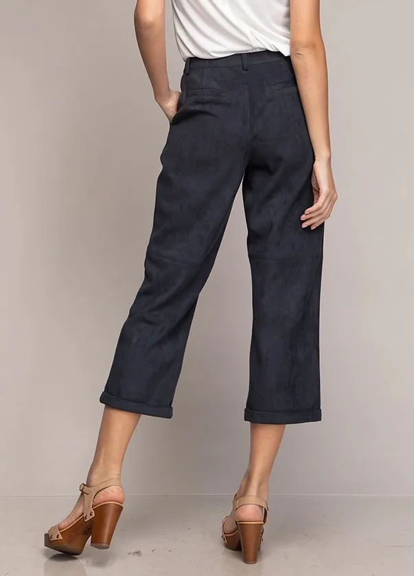 Faux Suede Cropped Pant