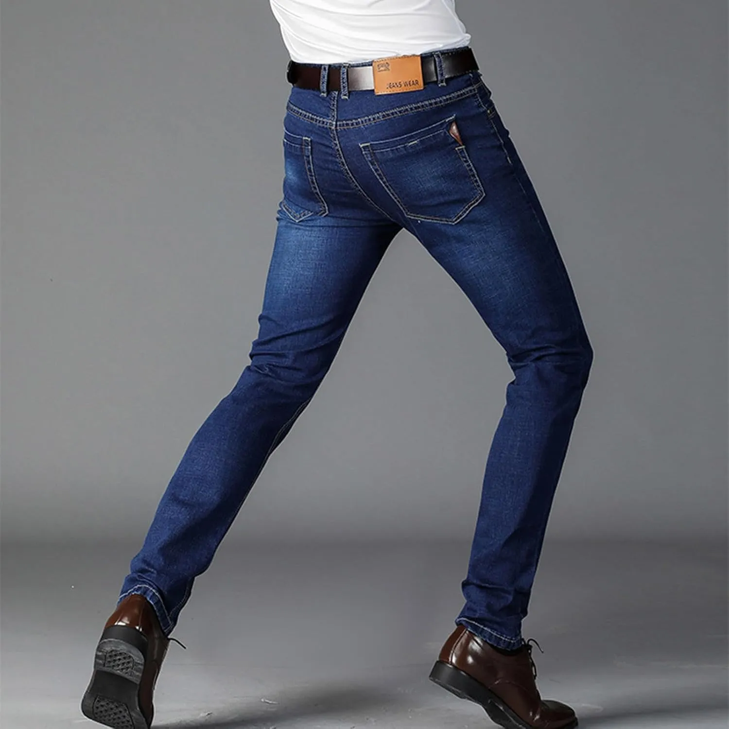 Finelylove Jeans for Men Stretch Skinny Bootcut Jeans Slim Fit Straight Leg Denim Pants with Pockets,Plus