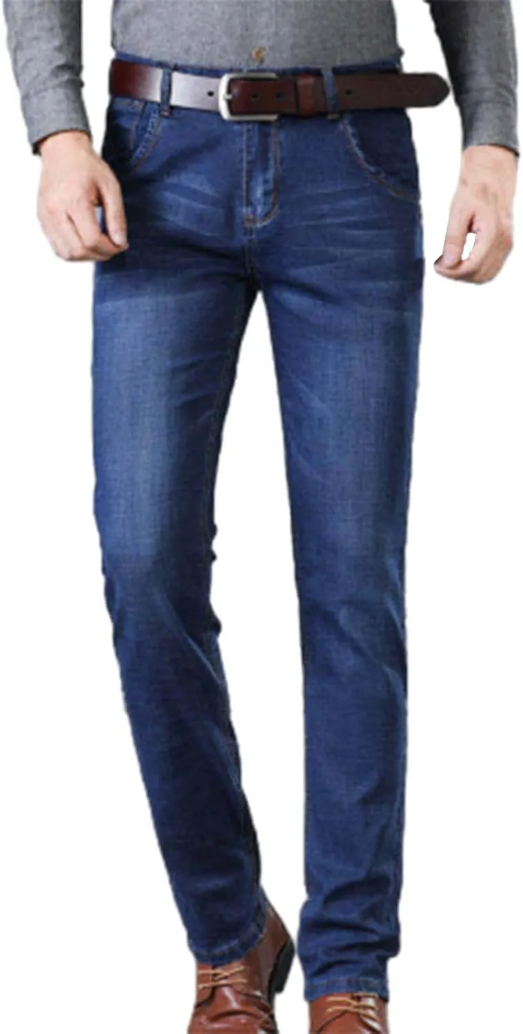 Finelylove Jeans for Men Stretch Skinny Bootcut Jeans Slim Fit Straight Leg Denim Pants with Pockets,Plus