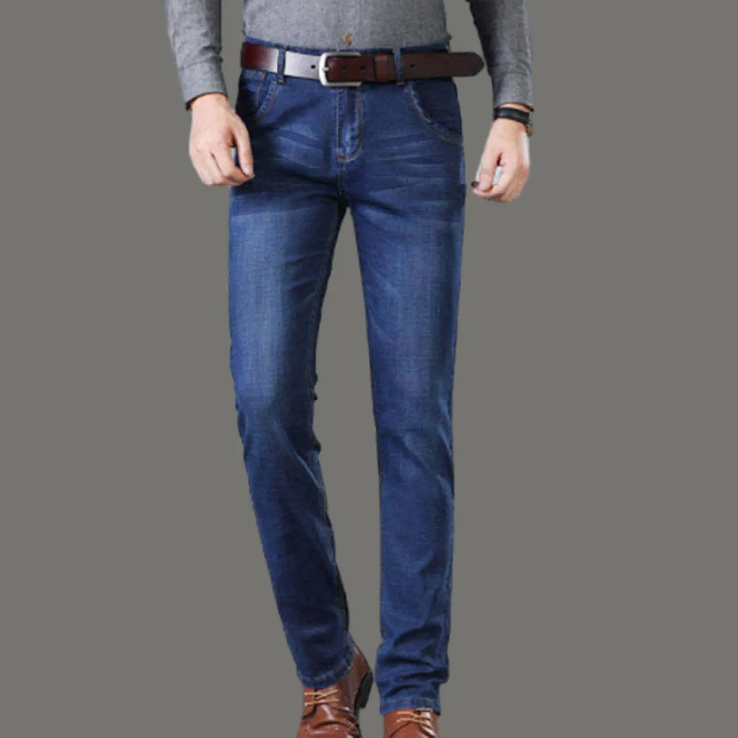 Finelylove Jeans for Men Stretch Skinny Bootcut Jeans Slim Fit Straight Leg Denim Pants with Pockets,Plus