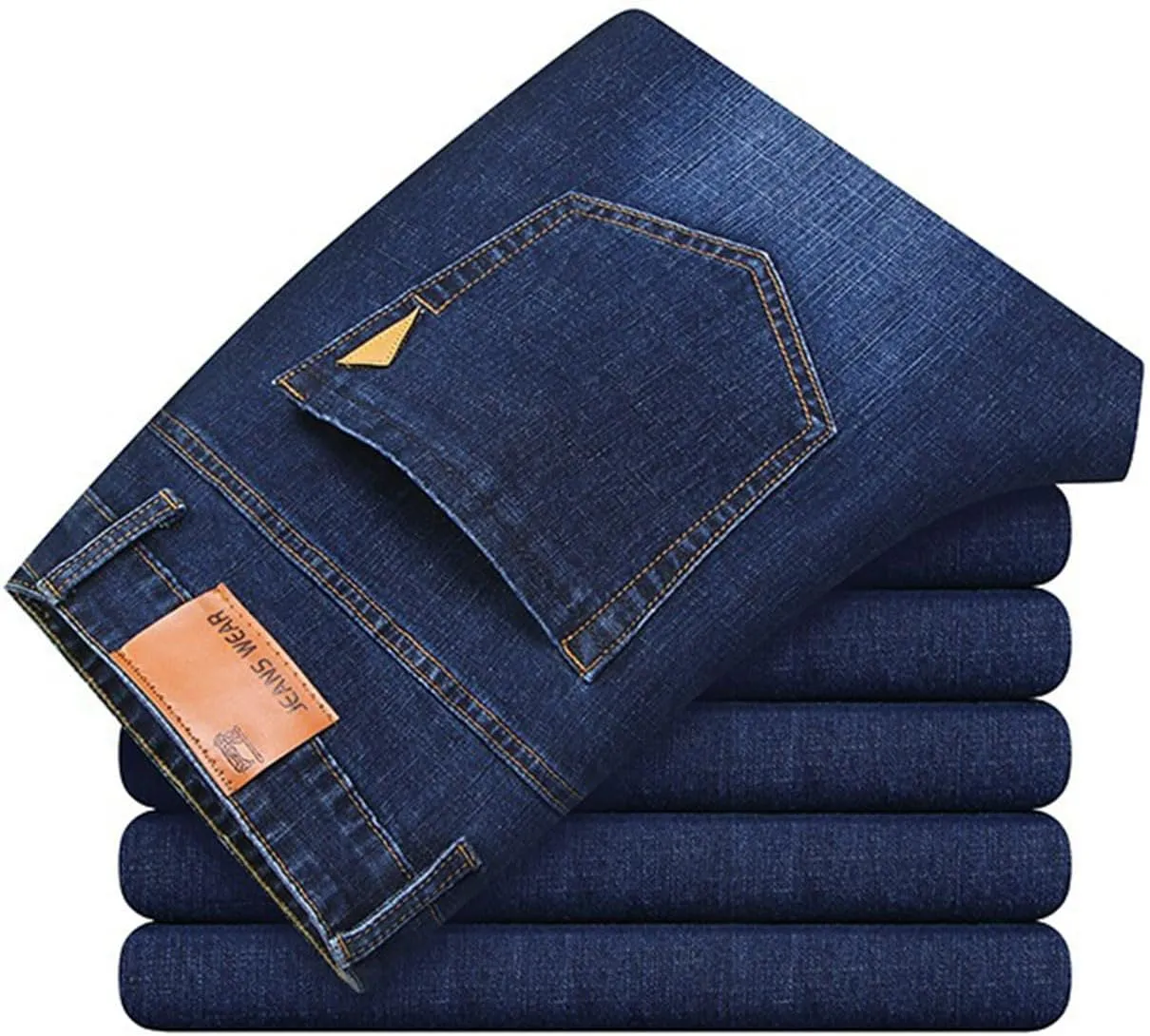 Finelylove Jeans for Men Stretch Skinny Bootcut Jeans Slim Fit Straight Leg Denim Pants with Pockets,Plus