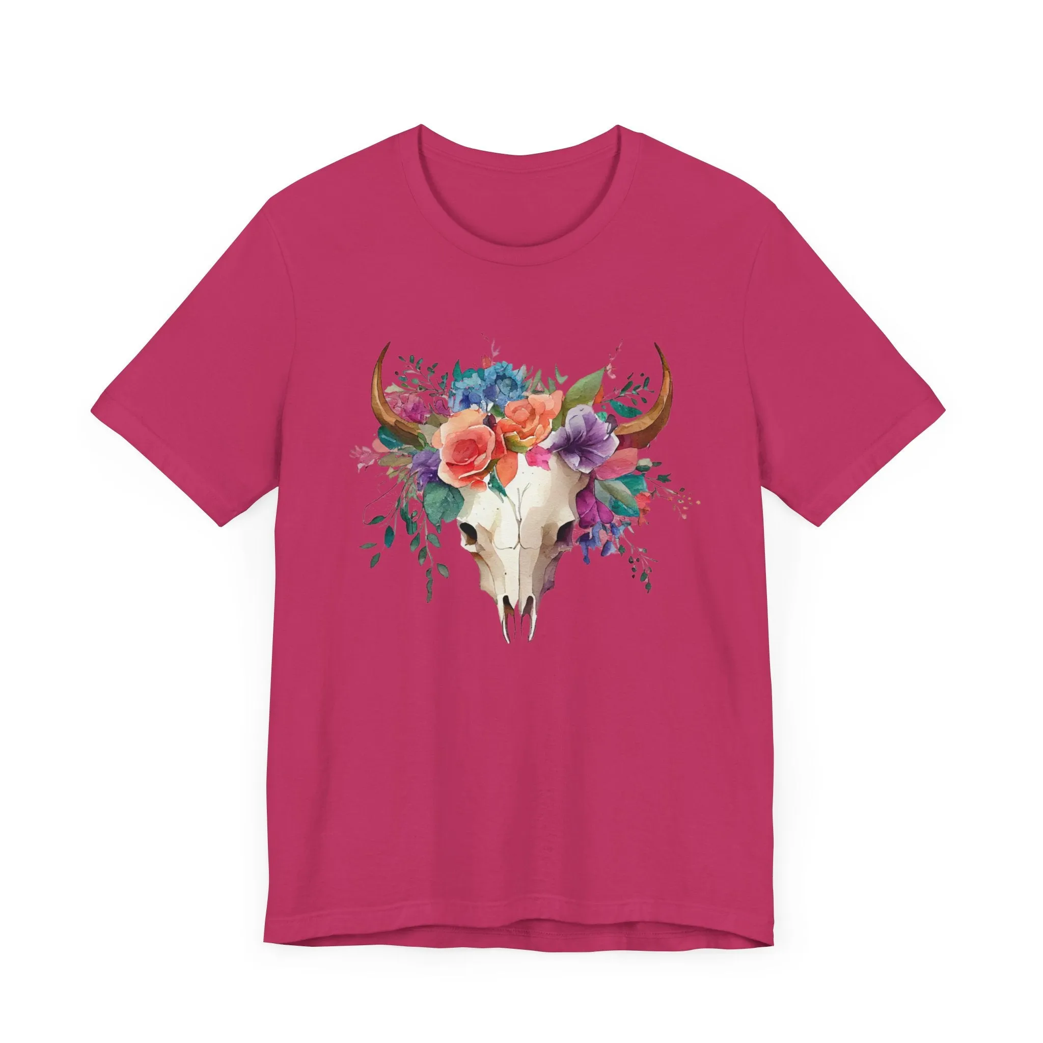 Flower Skull Western Unisex Jersey Short Sleeve Tee
