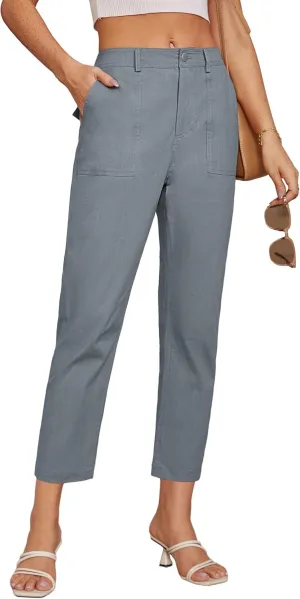 GRACE KARIN Women's 2025 Work Pants Casual High-Waisted Business Tapered Leg Trousers with Pockets