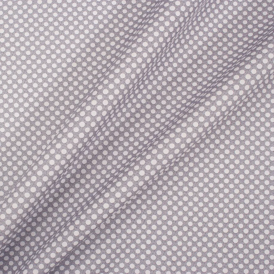 Grey & White Chain Printed Cotton Shirting