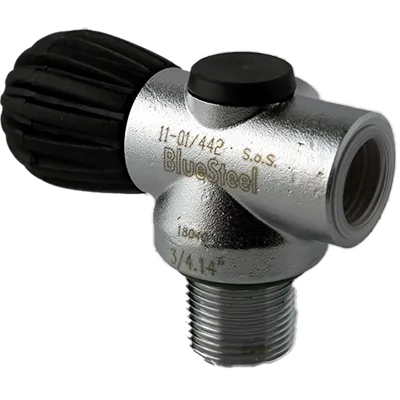 Inline Rebreather Valve with 200 Bar Din- Black Knob