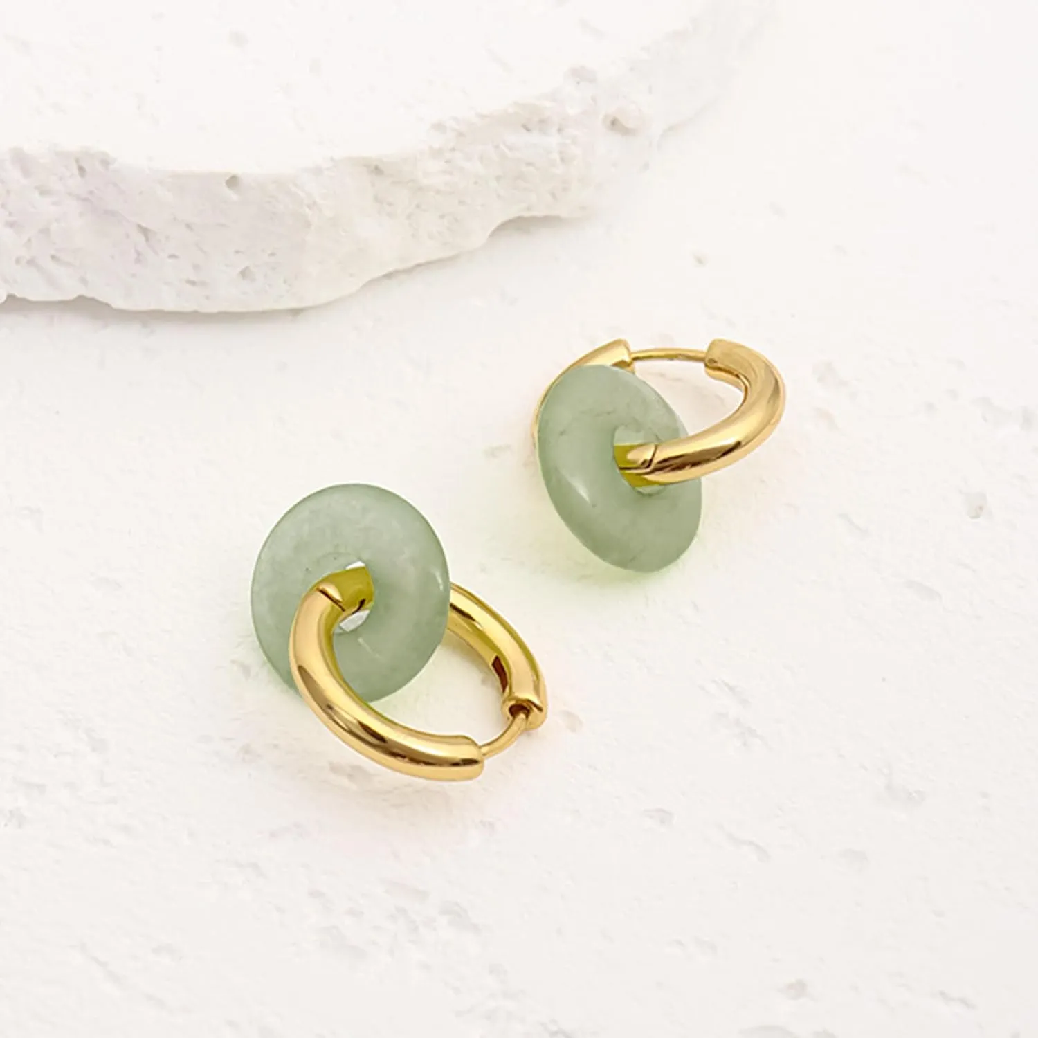 Jade Earrings for Women Green Gemstone Earrings Teardrop Dangle Earings Emerald Huggie Hoop Earring Elegant Jewelry Gifts for Women