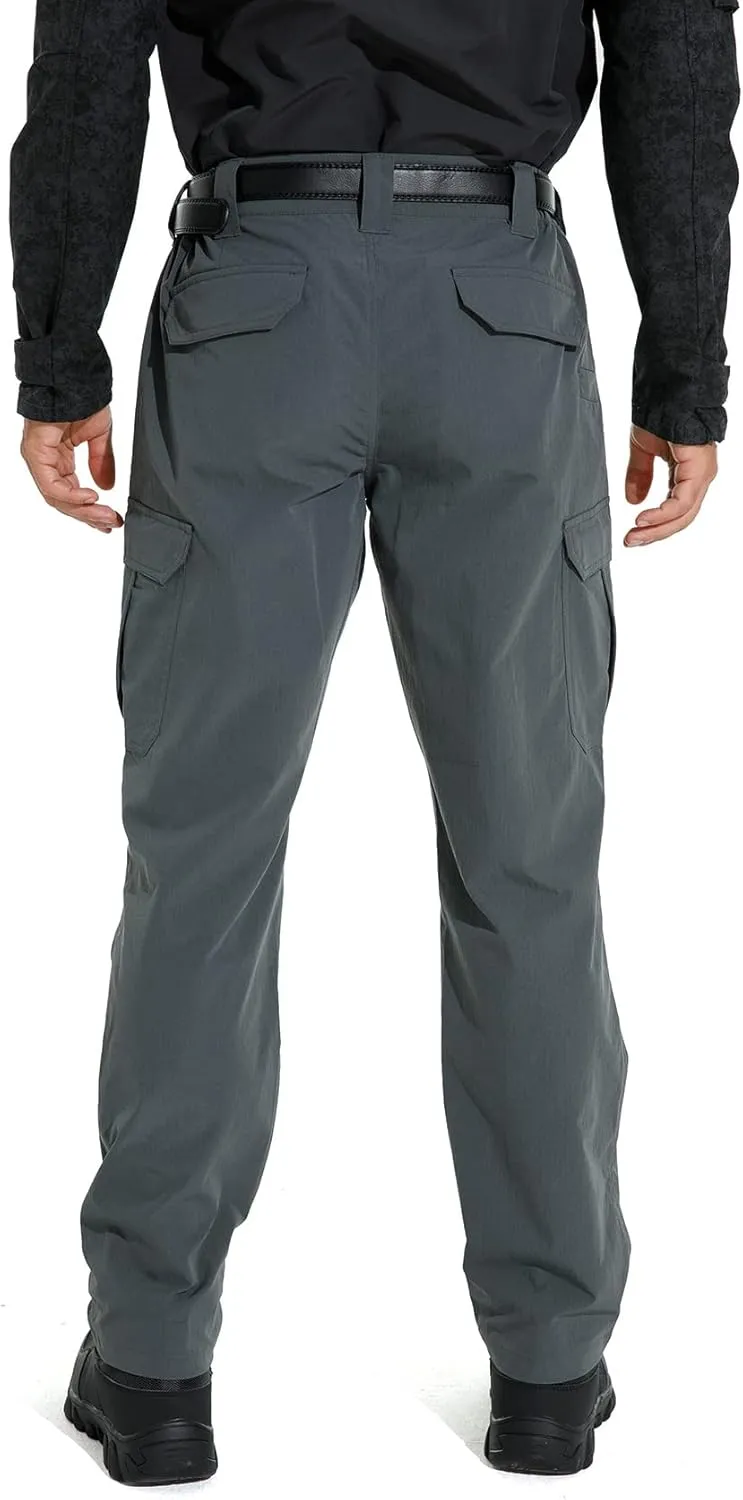 KFUBUO Men's Lightweight Ripstop Tactical Cargo Pants, Water Resistant Hiking Work Pants Relaxed Fit Black