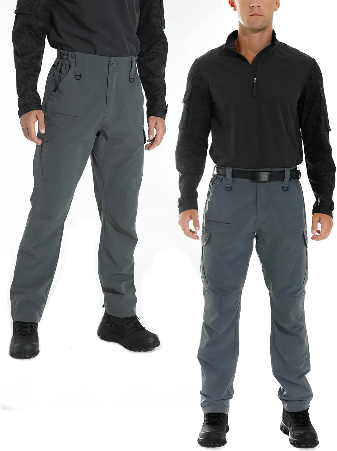 KFUBUO Men's Lightweight Ripstop Tactical Cargo Pants, Water Resistant Hiking Work Pants Relaxed Fit Black