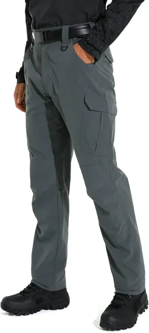 KFUBUO Men's Lightweight Ripstop Tactical Cargo Pants, Water Resistant Hiking Work Pants Relaxed Fit Black