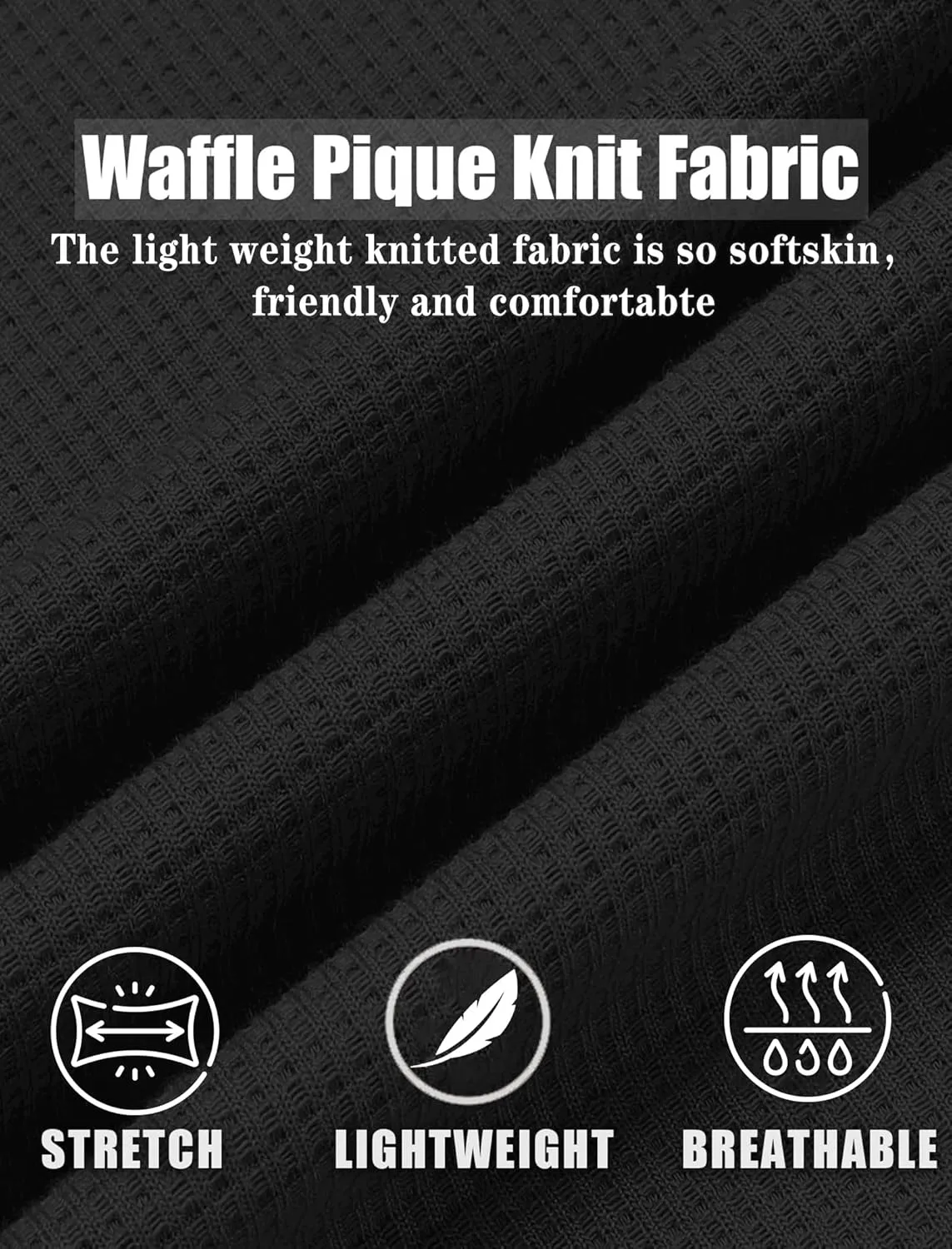 Knit Polo Shirts for Men Button Down Short Sleeve Shirt Men's Waffle Knitted T-Shirt Summer Golf Tee Shirt with Pocket