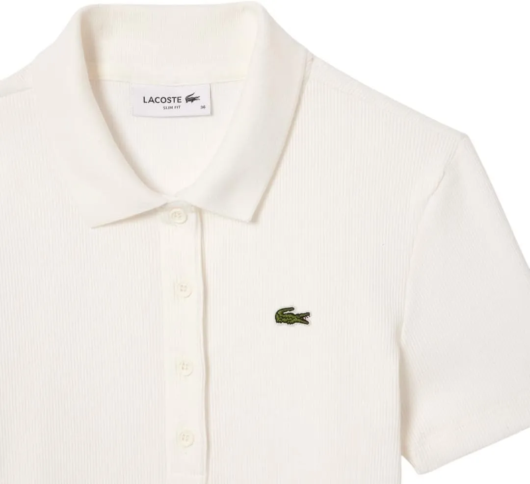 Lacoste womens L12d Slim Fit Ribbed Cotton Polo Shirt