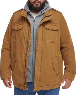 Levi's Men's Washed Cotton Hooded Military Jacket