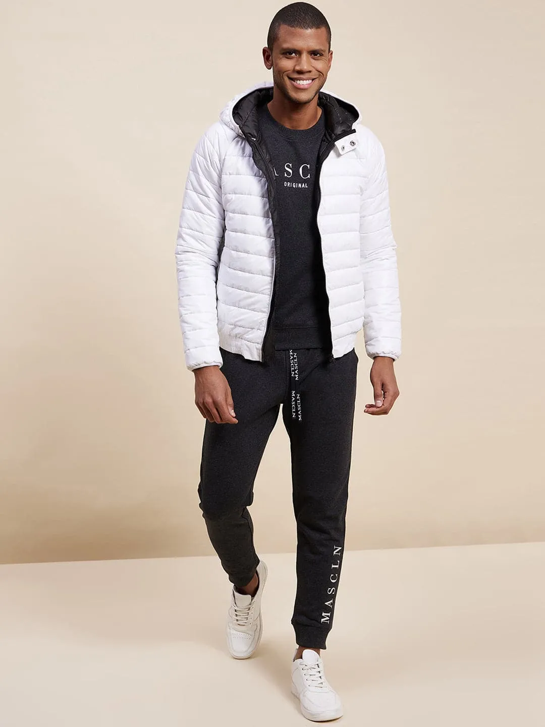 Men's Dark Grey MASCLN Embroidered Joggers - LYUSH-MASCLN