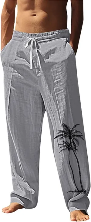Men's Hawaiian Tropical Leaf Sweatpants Beach Vacation Lounge Pants Breathable Relaxed Fit Comfy Drawstring Casual