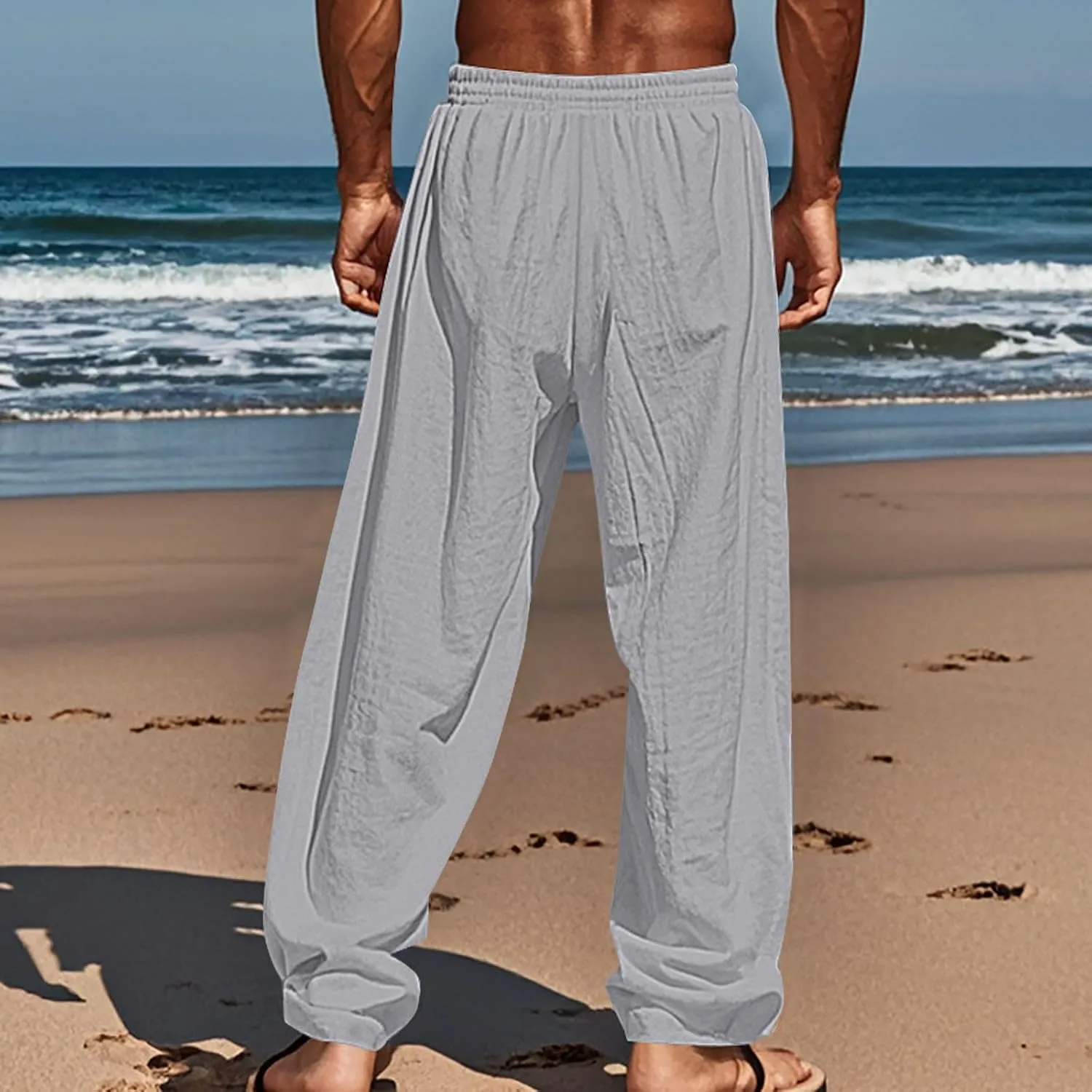 Men's Hawaiian Tropical Leaf Sweatpants Beach Vacation Lounge Pants Breathable Relaxed Fit Comfy Drawstring Casual