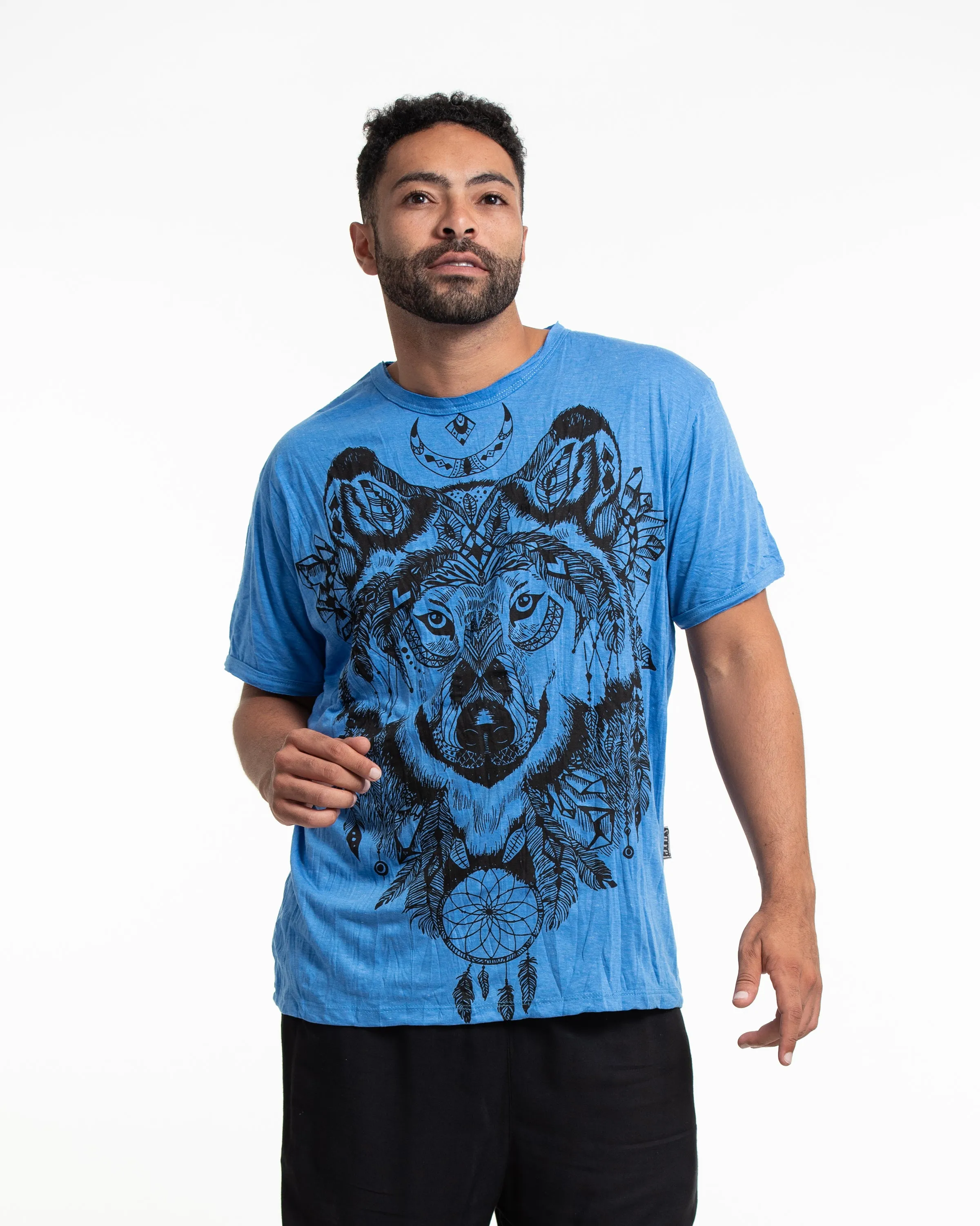 Mens Wolf T-Shirt in Blue