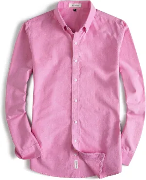 MUSE FATH Men's Oxford Dress Shirt-Cotton Casual Regular Fit Long Sleeve Shirt