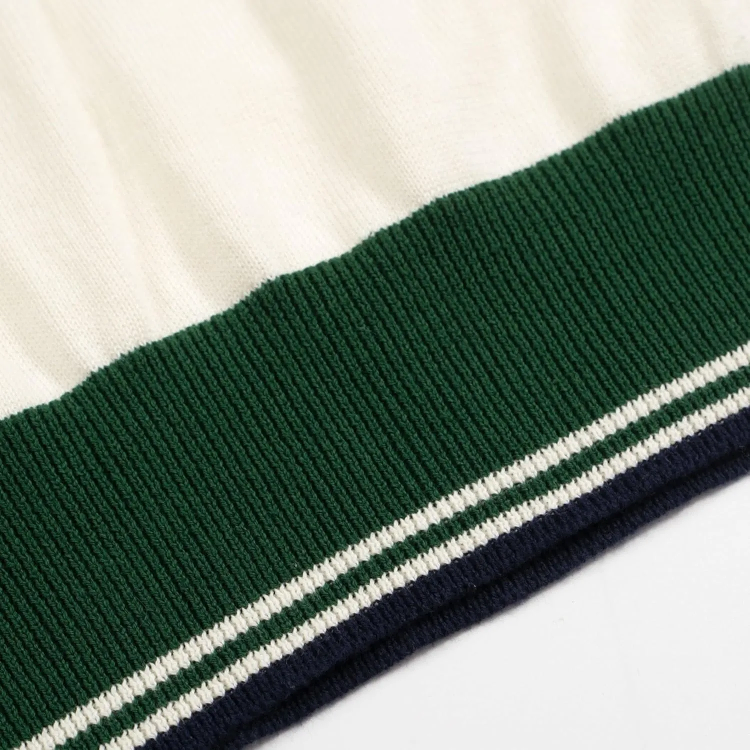 OXKNIT Men's Polo Shirts Short Sleeve Knitted Casual White Summer Shirt with Green Collar