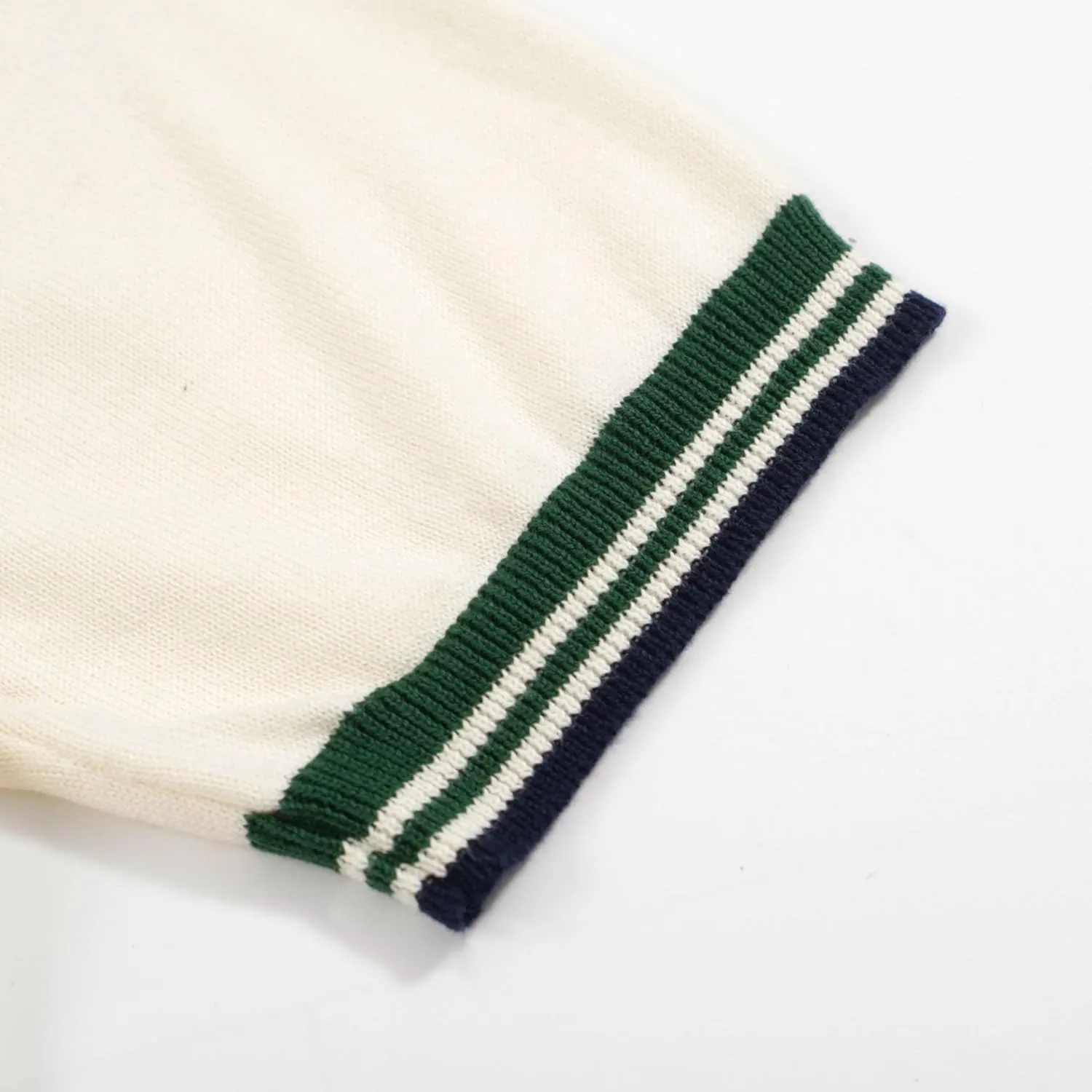 OXKNIT Men's Polo Shirts Short Sleeve Knitted Casual White Summer Shirt with Green Collar