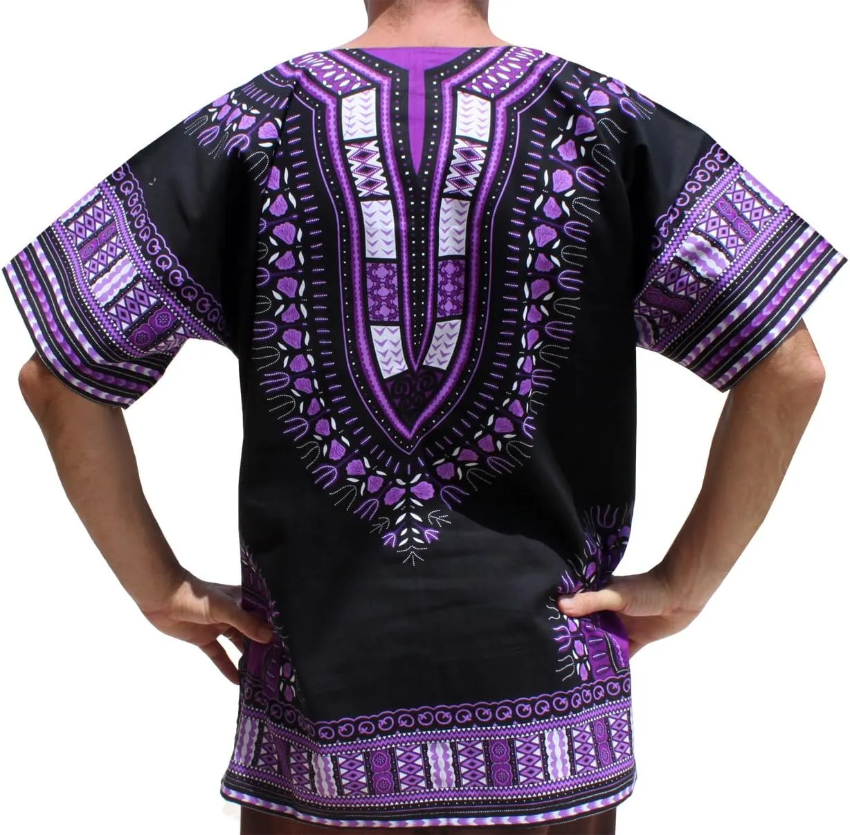 RaanPahMuang Brand Unisex Bright African Black Dashiki Cotton Shirt