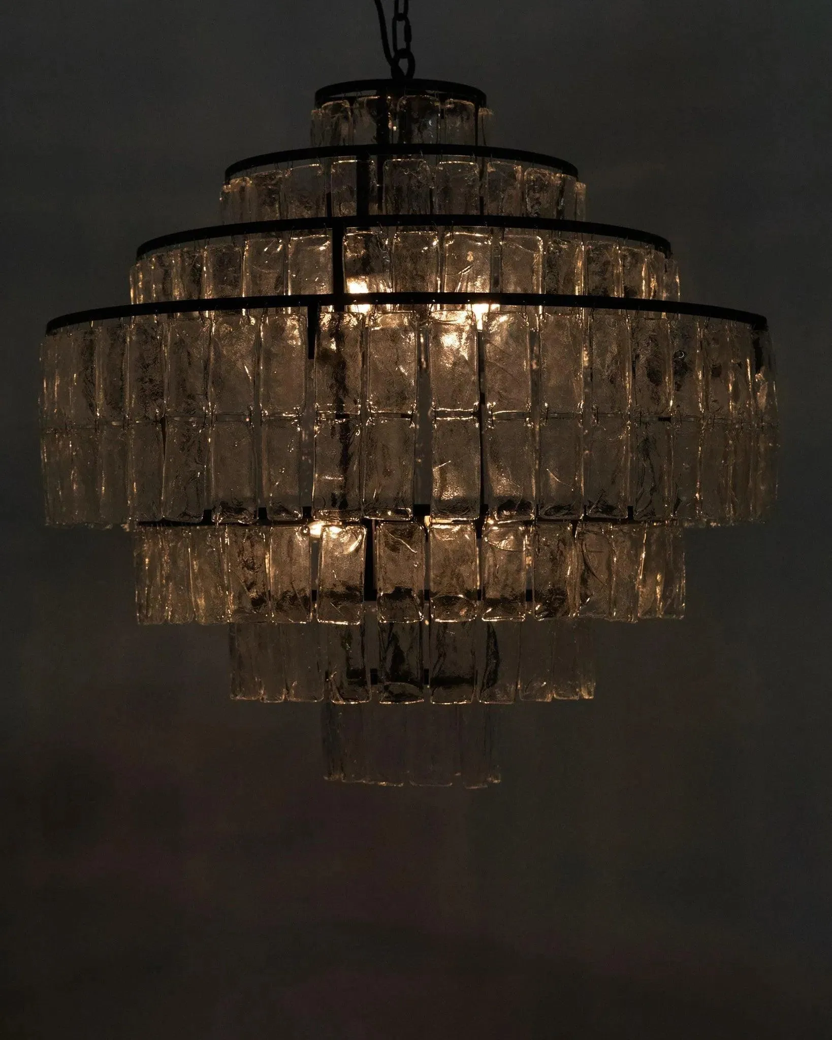 Satellite Black Steel and Glass Chandelier