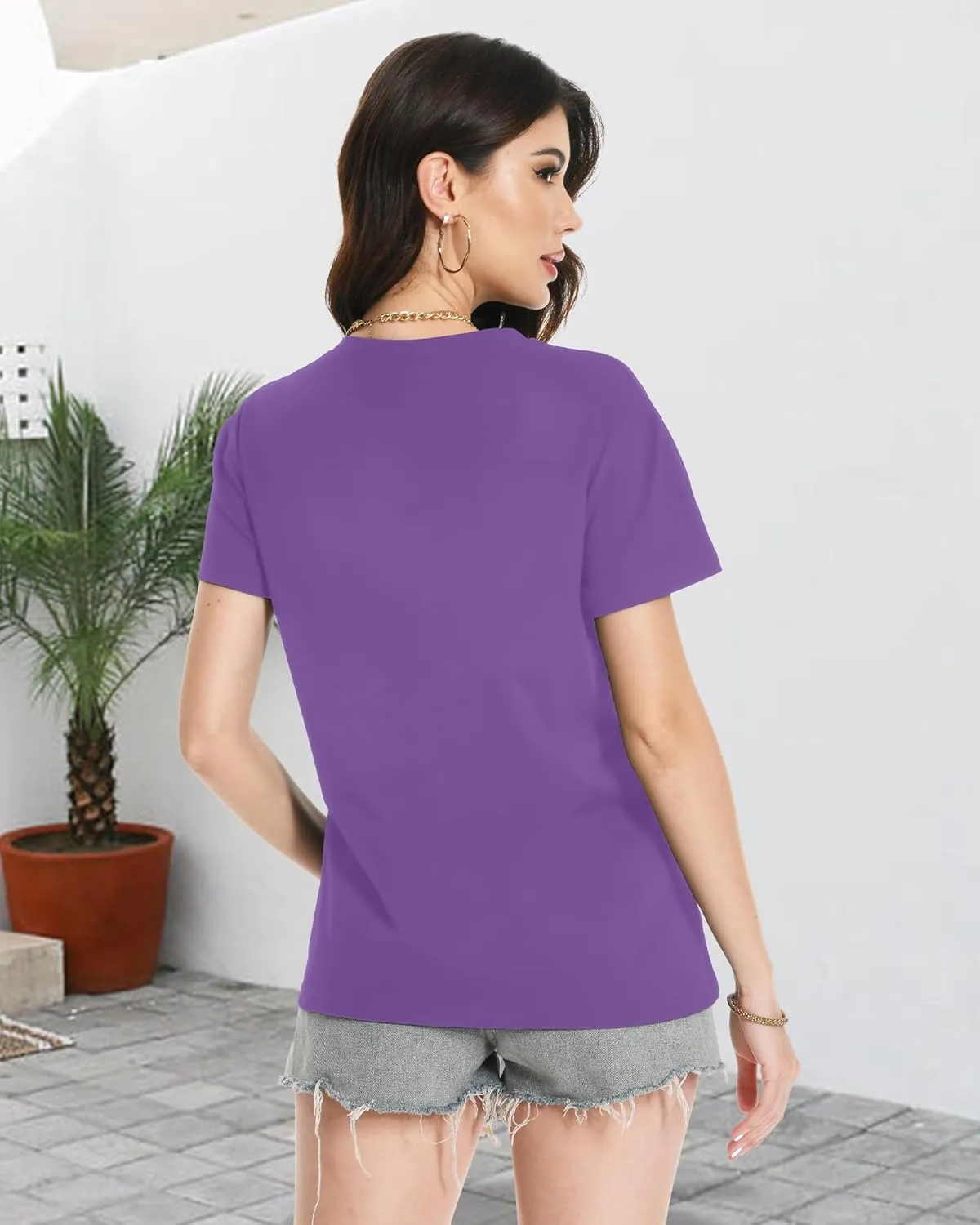 T Shirts for Women Crewneck Short Sleeve Loose Fit Casual Cute Tee Tunic Blouse
