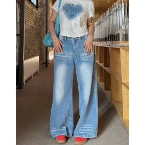 TAVIMART  -  Blue Women Jeans High Waist Fashion American Vintage Streetwear Y2K Casual Wide Leg Jean Female Denim Trouser Baggy Denim Pants