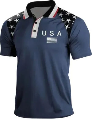 USA 4th of July Shirts for Men American Flag Red White Blue Star Striped Patriotic T-Shirts Indepedence Day Tops