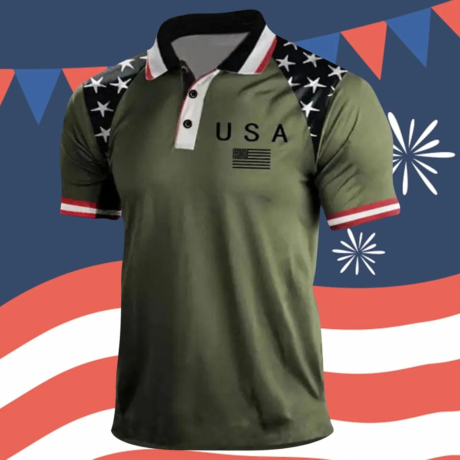 USA 4th of July Shirts for Men American Flag Red White Blue Star Striped Patriotic T-Shirts Indepedence Day Tops