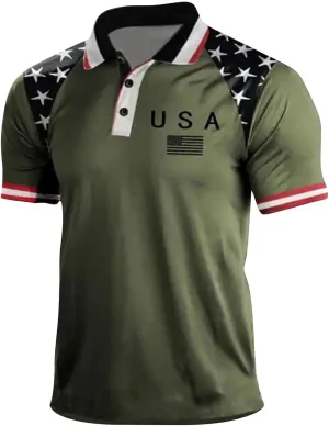 USA 4th of July Shirts for Men American Flag Red White Blue Star Striped Patriotic T-Shirts Indepedence Day Tops