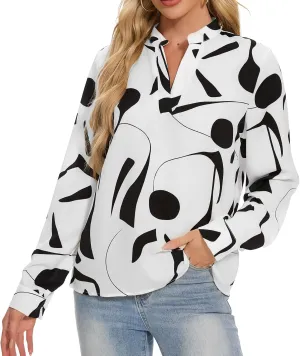 VIPONES Blouses for Women, Womens Dressy Casual Business Work Office Shirts Long Sleeve Tunic Tops