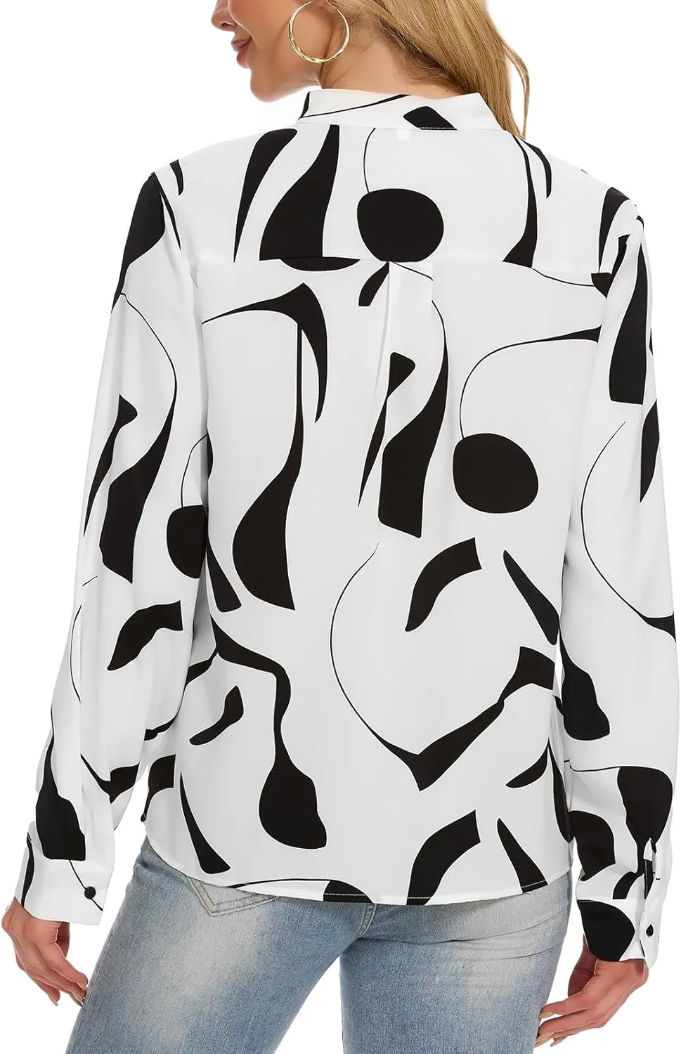 VIPONES Blouses for Women, Womens Dressy Casual Business Work Office Shirts Long Sleeve Tunic Tops